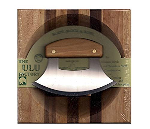 【中古】【未使用・未開封品】8 Block with Deep Dish Chopping Bowl and Alaskan Birch Handled Ulu by The ULU Factory