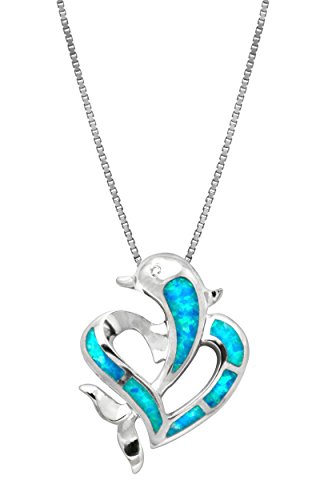 š̤ۡѡ̤ʡCZ Accented Sterling Silver Dolphin and Heart Necklace Pendant wit...