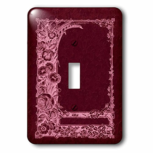 3drose LSP _ 54084?_ 1モノトーン花柄Trellisデザインで負on a Burgundy Damask Backgroundライトスイッチカバー