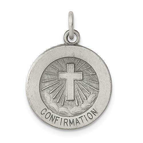 Sterling Silver Engravable Antiqued Confirmation Medal