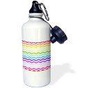 【中古】【未使用・未開封品】3dRose wb_56656_1 Colorful Rainbow Mustache Pattern on White Aka Multicolored Multicolor Funny Humorous Mustaches Sports Water Bottle,