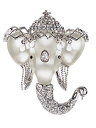 【中古】【未使用・未開封品】アリランシルバートーンクリアクリスタル色付きラインストーンマットElephantクラウンブローチピン シルバー(4)