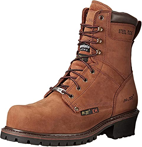 AdTec Men's 9 Inch Steel Toe Super Logger Boot, Brown, 12 M US