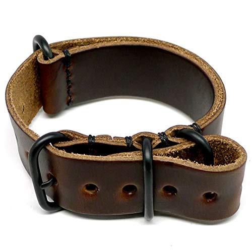 【中古】【未使用・未開封品】[DaLuca] NATO Watch Strap - Brown Chromexcel (PVD Buckle) : 26mm