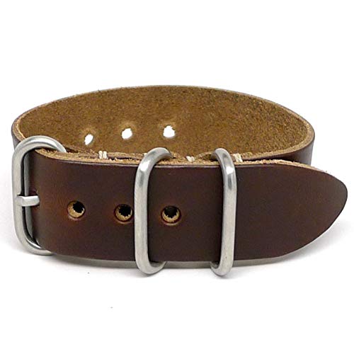 DaLuca 1 Piece NATO Watch Strap - Brown Chromexcel (Matte Buckle) : 26mm