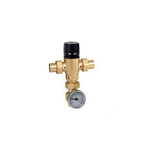 【中古】【未使用・未開封品】Caleffi 521519AC Mixing Cal 3-Way Thermo Mixing Valve with checks, Low-Lead Brass with Adaptor by Caleffi