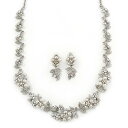 【中古】【未使用・未開封品】Bridal 'Flower' Simulated Pearl/Crystal Necklace & Drop Earring Set In Silver Metal - 46cm Length/6cm Extension)