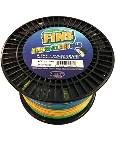 【中古】【未使用・未開封品】(2400-Yards, 100-Pound) - Fins Spectra 2400-Yards Multi Coloured Metered Fishing Line, 45kg