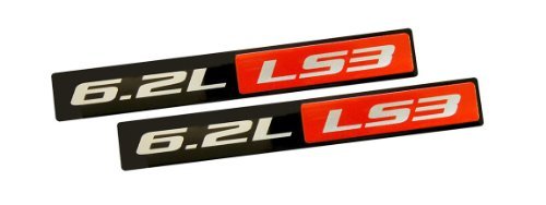 【中古】【未使用・未開封品】2 x (Pair/Set) Red Black 6.2L Liter LS3 Real Aluminum Engine Hood Em..