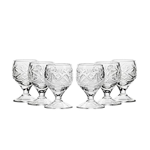 【中古】【未使用・未開封品】SET of 6 Russian CUT Crystal Shot Glasses on Short Stem 50ml Hand Made by Belarus