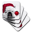 yÁzygpEJiz(set-of-4-Soft) - 3dRose cst_62826_1 Sleeping Bulldog in A Santa Hat Christmas Card Photo Courtesy of Esther Matheus-Soft Coasters, Set