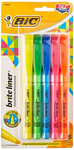 BIC Bulk Buy Brite Liner Highlighters 5/Pkg Fluorescent Colors BLP51W (3-Pack)