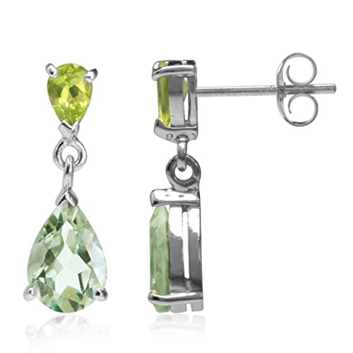 【中古】【未使用・未開封品】3.46ct. Natural Green Amethyst & Peridot 925 Sterling Silver Dangle ..