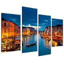 【中古】【未使用 未開封品】Large Blue Venice Italy Canvas Wall Art Pictures Set XL 130cm - 4068