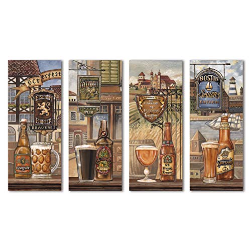 【中古】【未使用・未開封品】美しいビンテージアメリカ、ドイツ、ベルギー、アイルランドのビールサイン; 8x20ジクレープリント4枚; 通常のポスターよりも高品質紙と印刷。