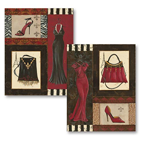 【中古】【未使用・未開封品】ファッションコラージュ; Purse、シューズ、&ドレスレトロ印刷さ2つ、11?..