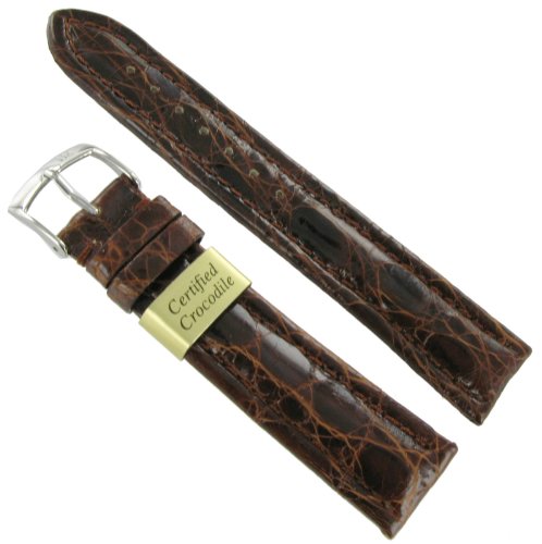 【中古】【未使用・未開封品】22?mm Morellato純正認定クロコダイルミディアムブラウンHeavy Padded Stitched時計バンドRegular -992