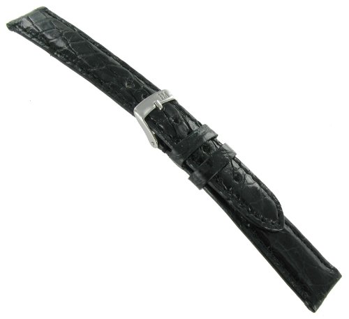 【中古】【未使用・未開封品】20?mm Morellato Genuine Crocodileクラシックブラックパッド入りステッチMens Watch Band Regular