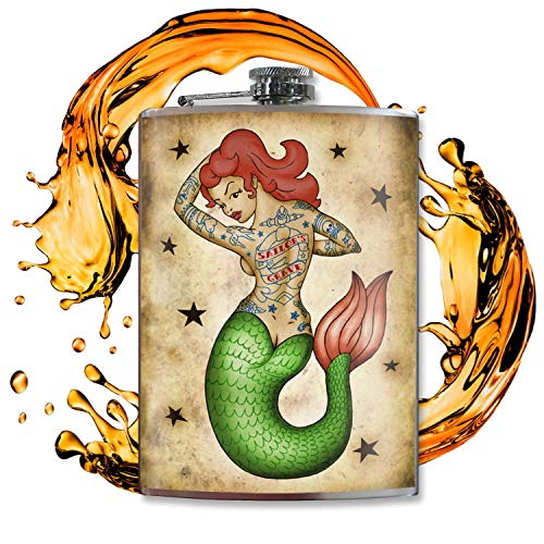 š̤ۡѡ̤ʡTrixie &Milo Tattooed Mermaid 8oz Stainless Steel Flask by Trixie &Milo