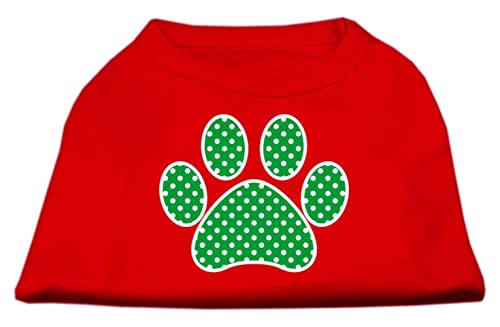 【中古】【未使用 未開封品】Mirage Pet Products 51-104 XLRD Green Swiss Dot Paw Screen Print Shirt Red XL - 16