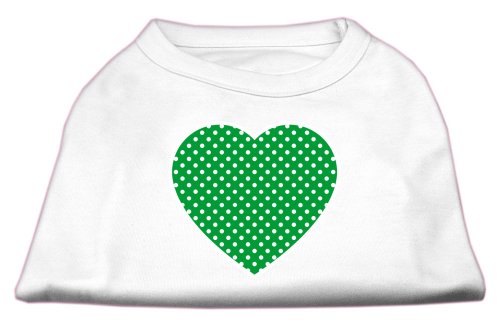 【中古】【未使用・未開封品】Mirage Pet Products 51-100 XXLWT Green Swiss Dot Heart Screen Print Shirt White XXL - 18
