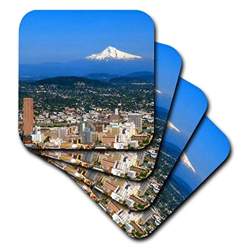 【中古】【未使用・未開封品】(set-of-4-Soft) - 3dRose cst_93477_1 USA, Oregon, Portland. City Skyline and Mt. Hood-Us38 Bja0166-Jaynes Gallery-Soft Coasters, Set of