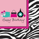 【中古】【未使用・未開封品】Pink Zebra Boutique Happy Birthday Lunch Napkins ピンクのシマウマブティックハッピーバースデーランチナプキン♪ハロウィン♪クリスマス♪