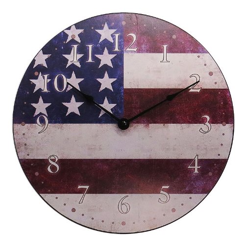 yÁzygpEJizGeneva Decor Clocks 4385G 12 in. MDF Wall Clock with US Flag Dial [sAi]