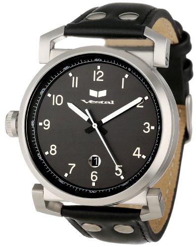 【中古】【未使用・未開封品】ベスタル Vestal Men s OB3L006 Observer Leather Black Silver Watch [並行輸入品]