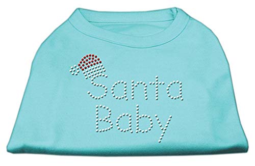 【中古】【未使用・未開封品】Mirage Pet Products 52-25-10 XLAQ Santa Baby Rhinestone Shirts Aqua XL - 16