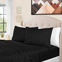 【中古】【未使用 未開封品】(King, Black) - 1500 Thread Count 100 Egyptian Cotton, Single Ply, King Bed Sheet Set, Solid, Black