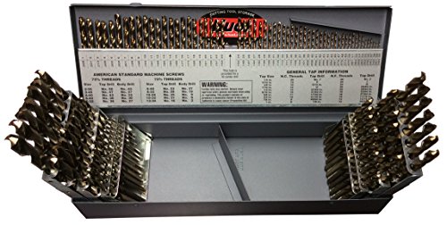 【中古】【未使用・未開封品】Drill America D/A115J-CO-SET 115 Piece Cobalt Steel Jobber Length Drill Bit Set in Metal Case, Gold Oxide Finish, Round Shank, Spiral F