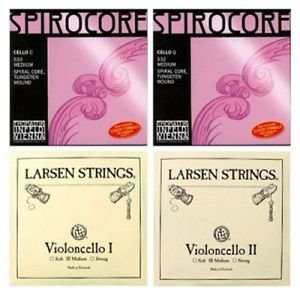 yÁzygpEJizCello Strings 4/4 Set Larsen Medium A+D, Spirocore Tungsten G+C