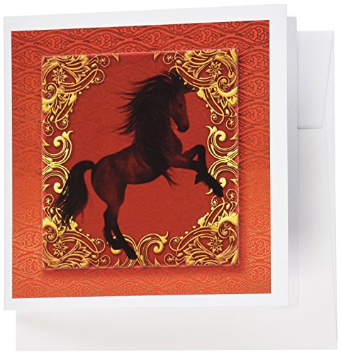 Doreen Erhardt新年コレクション???Chinese Zodiac Year of the Horse Chinese New Yearレッド、ゴールドとブラック???グリーティングカー