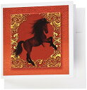 【中古】【未使用・未開封品】Doreen Erhardt新年コレクション???Chinese Zodiac Year of the Horse Chinese New Yearレッド ゴールドとブラック???グリーティングカー
