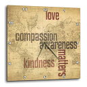 【中古】【未使用・未開封品】3dRose dpp_33723_3 Love and Kindness Matters 世界地図 インスピレーションアートウォール時計 15x15インチ