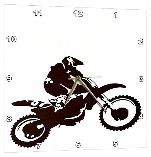 3dRose モトクロス バイク オフロード モトクロス バイク モータークロス ラジカル シルエット トリック ウォールクロック 13×13インチ (DPP_78