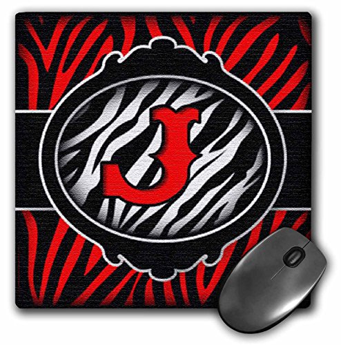 【中古】【未使用・未開封品】3drose Wicked Red Zebra初期文字J???マウスパッド、8?× 8インチ( MP _ 102897?_ 1?)