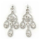 楽天AJIMURA-SHOP【中古】【未使用・未開封品】Bridal Clear. Crystal Chandelier Earrings In Rhodium Plating - 6cm Length