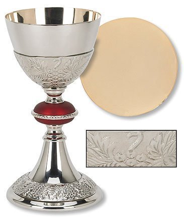 【中古】【未使用・未開封品】Catholic Brass 24KT Gold Tone Grape Patterned Red Node Chalice and...