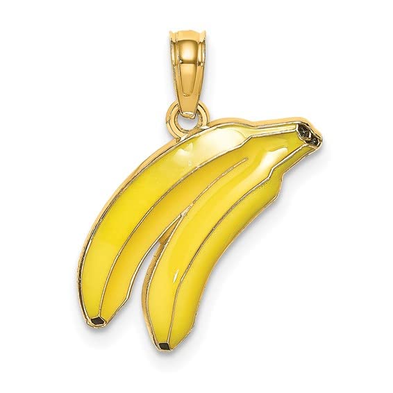 【中古】【未使用・未開封品】14?Kイエローゴールドフルーツチャームペンダント、2d Bananas withイエローエナメル