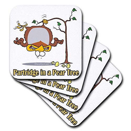 【中古】【未使用・未開封品】(set-of-4-Soft) - 3dRose cst_104276_1 Partridge in A Pear Tree-Soft Coasters, Set of 4