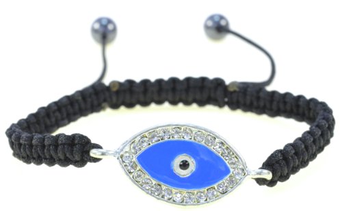【中古】【未使用・未開封品】パープルホエール ブルーシルバートーン イーブルアイクリスタル ハンドメイド ブラックストリングブレスレット ? 保護に最適 ? 9...