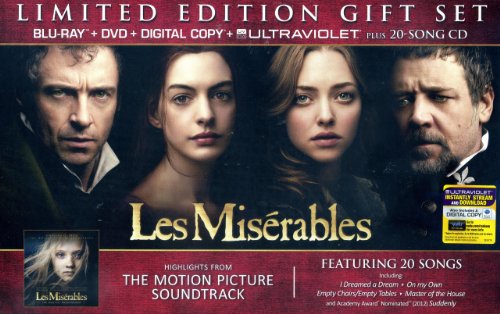 【中古】【未使用 未開封品】Les Miserables Limited Edition Gift Set with Blu-Ray DVD Digital Copy Ultraviolet Plus 20-Song CD Soundtrack