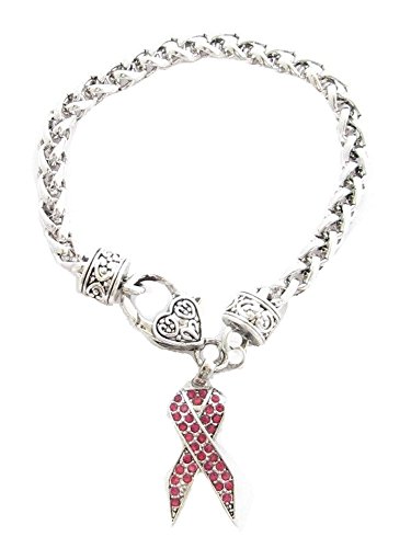 [중고][미사용·미개봉품]Breast Cancer Awareness 리본 핑크 크리스탈 패션 팔찌 보석