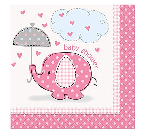 【中古】【未使用・未開封品】Umbrellaphants Pink Baby Shower Beverage Napkins (16) Umbrellaphants..