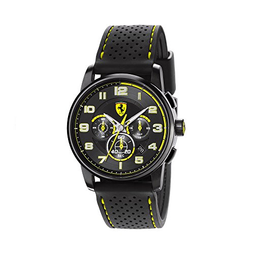 【中古】【未使用 未開封品】(フェラーリ) Ferrari クロノグラフ Heritage Chronograph Black and Yellow Dial BlackSilicone Men Watch 830061 並行輸入品 WOWSARA