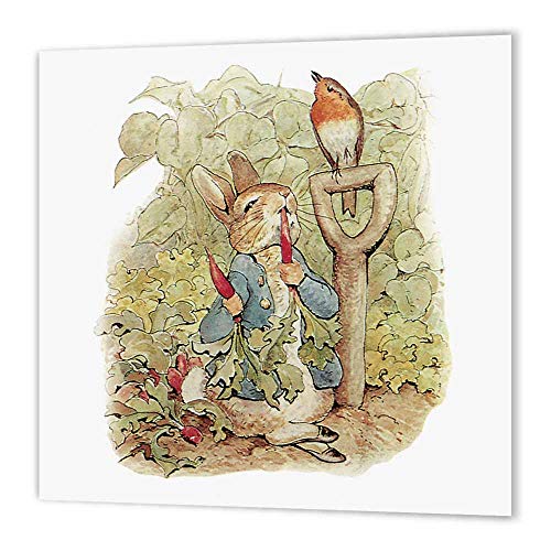 【中古】【未使用・未開封品】3dRose ht_110164_3 庭の中のピーターラビット-ヴィンテージアートアイロン熱転写素材、10 x 10インチ、ホワイト