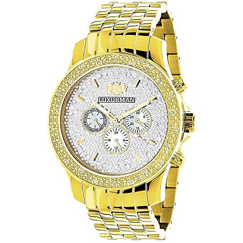 【中古】【未使用・未開封品】イエローゴールドトーンWatches : Luxurman Mens Diamond Watch 0.25?CT