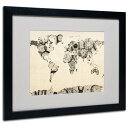 【中古】【未使用・未開封品】Trademark Fine Art Old Clocks World Map Artwork by Michael Tompsett ブラックフレーム 16 by 20-Inch MT0025-B1620MF